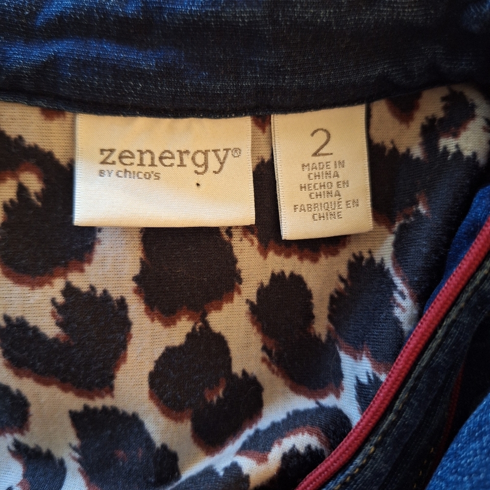 NWOT Chico's Zenergy Denim Military Jacket Red Gold Size 2 Is Same As Large - Picture 4 of 5